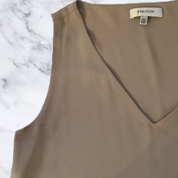 Aritzia Babaton Taupe Murphy Sleeveless Blouse - Picture 4 of 5